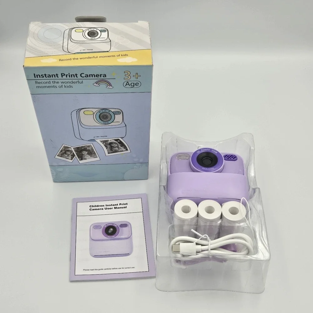 DIY Instant Digital Camera/ Video Selfie‎ for Kids Purple Paper Stap Cable